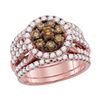 2 CTW Cognac-brown Color Diamond Bridal Ring 14KT Rose Gold - REF-202F5N