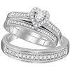 0.50 CTW His & Hers Diamond Heart Matching Bridal Ring 10KT White Gold - REF-63N8F