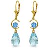 Genuine 11 ctw Blue Topaz Earrings Jewelry 14KT Yellow Gold - REF-46H7X