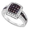 Image 1 : 0.50 CTW Brown Color Diamond Cluster Ring 14KT White Gold - REF-47Y9X