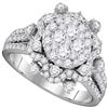 1.63 CTW Diamond Cluster Bridal Engagement Ring 14KT White Gold - REF-191F9N