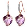 Genuine 21.68 ctw Amethyst & Diamond Earrings Jewelry 14KT Rose Gold - REF-61M3T
