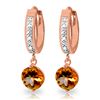 Genuine 2.53 ctw Citrine & Diamond Earrings Jewelry 14KT Rose Gold - REF-54V6W
