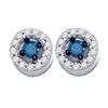 0.29 CTW Blue Color Diamond Stud Earrings 10KT White Gold - REF-18W2K
