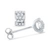 0.15 CTW Diamond Flower Screwback Earrings 10KT White Gold - REF-14Y9X