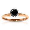 Genuine 1.0 ctw Black Diamond Ring Jewelry 14KT Rose Gold - REF-81P2H