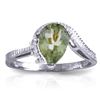 Genuine 1.52 ctw Green Amethyst & Diamond Ring Jewelry 14KT White Gold - REF-51F4Z