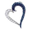 0.25 CTW Blue Color Diamond Heart Love Pendant 10KT White Gold - REF-13M4H