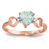 Genuine 0.96 ctw Aquamarine & Diamond Ring Jewelry 14KT Rose Gold - REF-44N3R