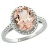 Natural 2.92 ctw Morganite & Diamond Engagement Ring 10K White Gold - REF-49G8M