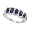 1 CTW Blue Sapphire Diamond Ring 10KT White Gold - REF-37K5W