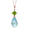 Genuine 5.5 ctw Blue Topaz & Peridot Necklace Jewelry 14KT Rose Gold - REF-22N2R