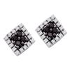 0.25 CTW Black Color Diamond Square Cluster Screwback Earrings 10KT White Gold - REF-14H9M