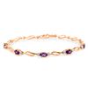 Genuine 2.96 ctw Amethyst & Diamond Bracelet Jewelry 14KT Rose Gold - REF-82W6Y