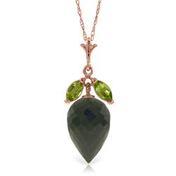 Genuine 12.75 ctw Black Spinel & Peridot Necklace Jewelry 14KT Rose Gold - REF-27W6Y