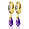 Genuine 2.53 ctw Amethyst & Diamond Earrings Jewelry 14KT Yellow Gold - REF-58H2X