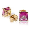 Genuine 1.75 ctw Pink Topaz Earrings Jewelry 14KT Yellow Gold - REF-24N5R