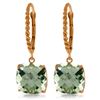 Genuine 7.2 ctw Green Amethyst Earrings Jewelry 14KT Rose Gold - REF-42T7A