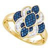 Image 1 : 0.45 CTW Blue Color Diamond Wide Fashion Ring 10KT Yellow Gold - REF-30F2N