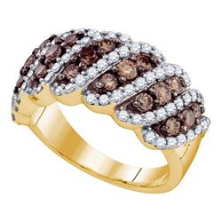 1.5 CTW Cognac-brown Color Diamond Ring 10KT Yellow Gold - REF-104X9Y