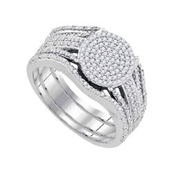 0.40 CTW Diamond Cluster Bridal Engagement Ring 10KT White Gold - REF-50X9Y