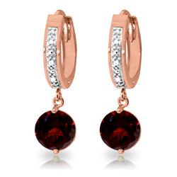 Genuine 2.53 ctw Garnet & Diamond Earrings Jewelry 14KT Rose Gold - REF-54V6W