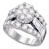 2.99 CTW Diamond Cluster Bridal Engagement Ring 14KT White Gold - REF-322F3N