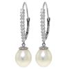 Genuine 8.3 ctw Pearl & Diamond Earrings Jewelry 14KT White Gold - REF-52X7M