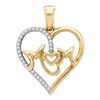 0.10 CTW Diamond Mom Mother Heart Pendant 10KT White Gold - REF-16X4Y