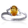 Genuine 0.90 ctw Citrine Ring Jewelry 14KT White Gold - REF-20W7Y