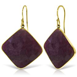 Genuine 40.5 ctw Ruby Earrings Jewelry 14KT Yellow Gold - REF-109K3V