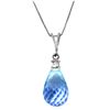 Genuine 2.3 ctw Blue Topaz & Diamond Necklace Jewelry 14KT White Gold - REF-22Z8N