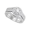 0.99 CTW Diamond Bridal Wedding Engagement Ring 14KT White Gold - REF-149M9H