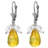 Genuine 14.4 ctw White Topaz & Citrine Earrings Jewelry 14KT White Gold - REF-46K7V