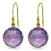 Genuine 12 ctw Amethyst Earrings Jewelry 14KT Yellow Gold - REF-24P4H