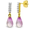 Genuine 4.65 ctw Pink Topaz & Diamond Earrings Jewelry 14KT Yellow Gold - REF-36X2M