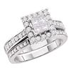 0.50 CTW Princess Diamond Square Halo Bridal Engagement Ring 14KT White Gold - REF-75H2M