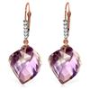 Genuine 21.65 ctw Amethyst & Diamond Earrings Jewelry 14KT Rose Gold - REF-57R6P