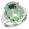 Natural 11.02 ctw Green-amethyst & Diamond Engagement Ring 10K White Gold - REF-50R9Z