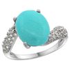 Natural 6.45 ctw turquoise & Diamond Engagement Ring 14K White Gold - REF-72V3F