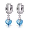 Genuine 1.77 ctw Blue Topaz & Diamond Earrings Jewelry 14KT White Gold - REF-35R2P