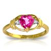 Genuine 0.96 ctw Pink Topaz & Diamond Ring Jewelry 14KT Yellow Gold - REF-40T5A