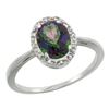 Natural 1.22 ctw Mystic-topaz & Diamond Engagement Ring 14K White Gold - REF-27R2Z