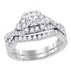 1.48 CTW Princess Diamond Solitaire Halo Bridal Engagement Ring 14KT White Gold - REF-224X9Y