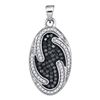 0.50 CTW Black Color Diamond Oval Cluster Pendant 10KT White Gold - REF-26F9N