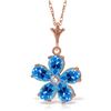 Genuine 2.22 ctw Blue Topaz & Diamond Necklace Jewelry 14KT Rose Gold - REF-30P2H