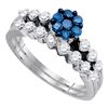 1 CTW Blue Color Diamond Bridal Wedding Engagement Ring 10KT White Gold - REF-75H2M