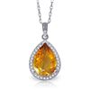 Genuine 3.66 ctw Citrine & Diamond Necklace Jewelry 14KT White Gold - REF-70F3Z