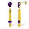 Genuine 4.25 ctw Amethyst Earrings Jewelry 14KT Yellow Gold - REF-54R6P