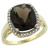 Natural 5.28 ctw Smoky-topaz & Diamond Engagement Ring 10K Yellow Gold - REF-41W2K